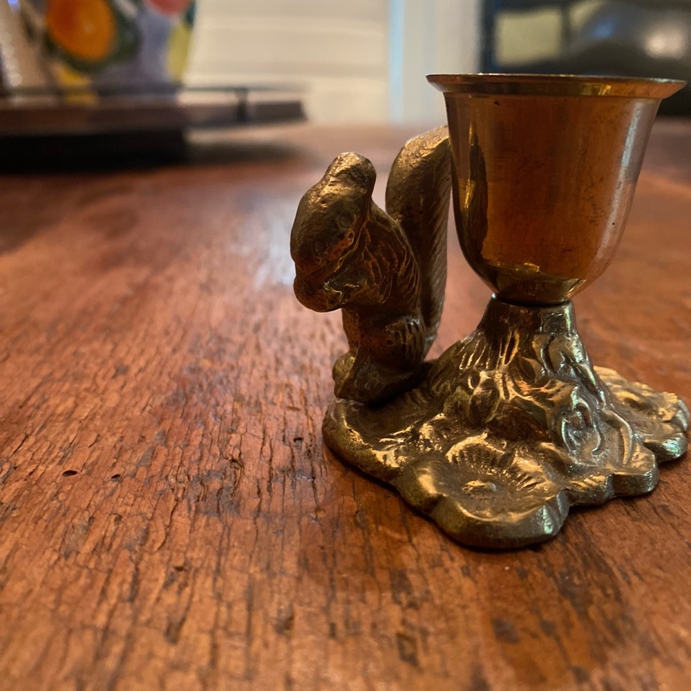 Charming Brass Squirrel Candle Holder Accent - Picture 5 of 6